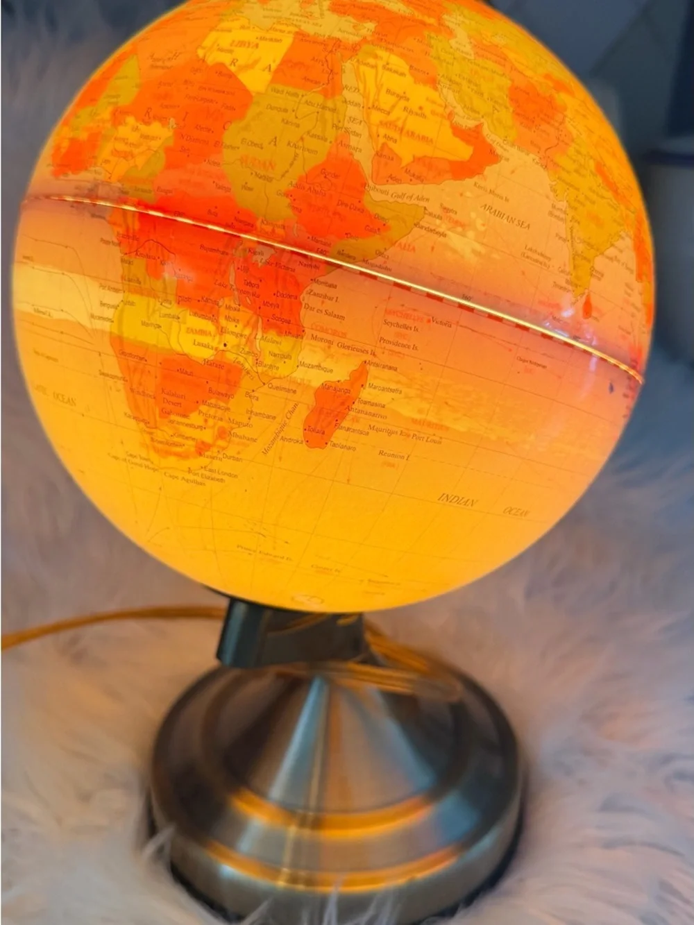 VTG Light-Up Globe World Map Lamp Vintage 80s 90s Home Decor Works